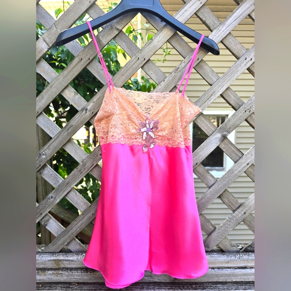 Pink and Gold Lace Camisole Vintage